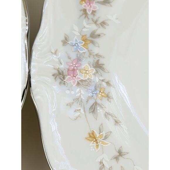 Johann Haviland Floral Splendor Bread Plate 6 1/4" Silver Trim 80s Germany x4 - Picture 7 of 15
